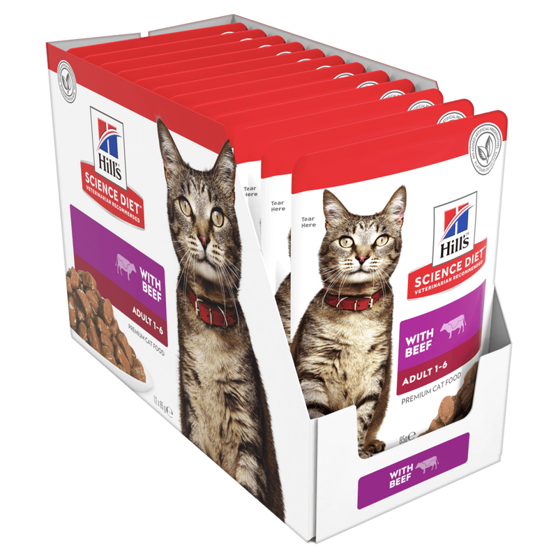 HILL'S SCIENCE DIET FELINE ADULT BEEF 85G 12PK BOX