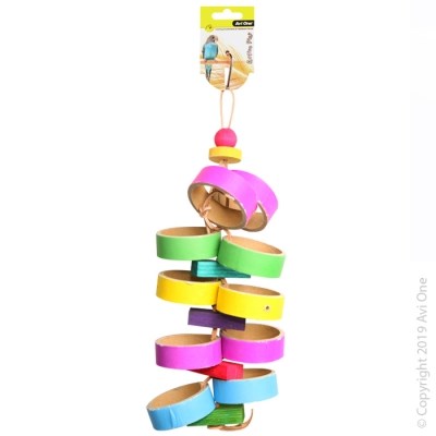 AVIONE BIRD TOY PAPER RINGS W/WOODEN BEADS 43CM