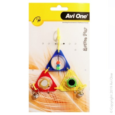 AVIONE BIRD TOY TRI PYRAMID W/BEADS 16CM