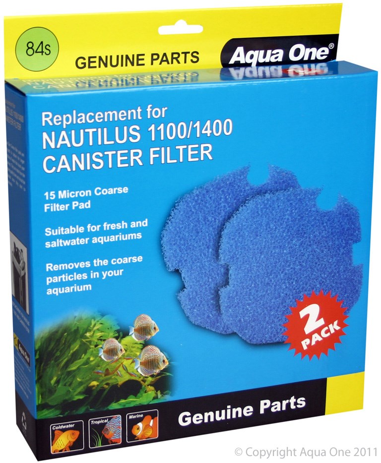 AQUA ONE NAUTILUS SPONGE 1100/1400 2PK 84S