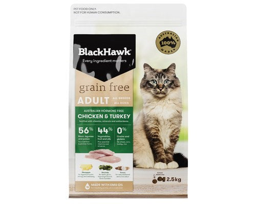 BLACK HAWK FELINE GRAIN FREE CHICKEN TURKEY 2.5KG