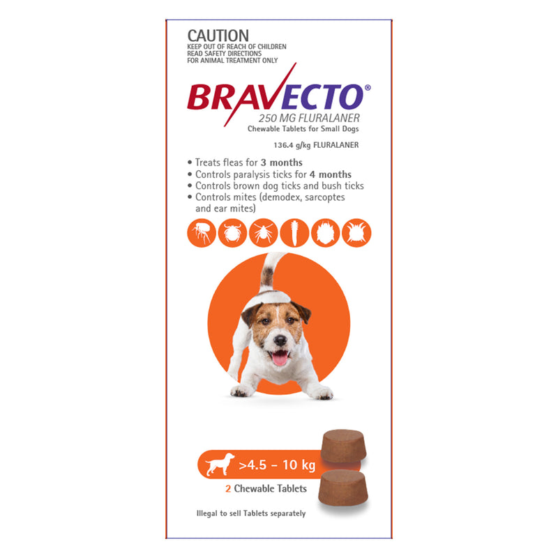 BRAVECTO CHEW SMALL ORANGE 4.5-10KG 2PK