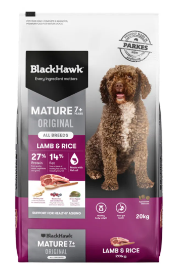 BLACK HAWK MATURE 7+ LAMB & RICE 20KG