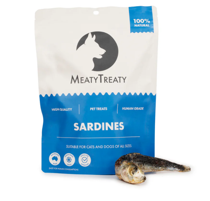 MEATY TREATY CAT & DOG TREATS WHOLE SARDINES 100G