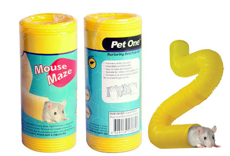 PET ONE TUNNEL MOUSE MAZE 5CM X 35CM YELLOW