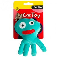 PET ONE CAT TOY PLUSH OCTOPUS BLUE 12.5CM