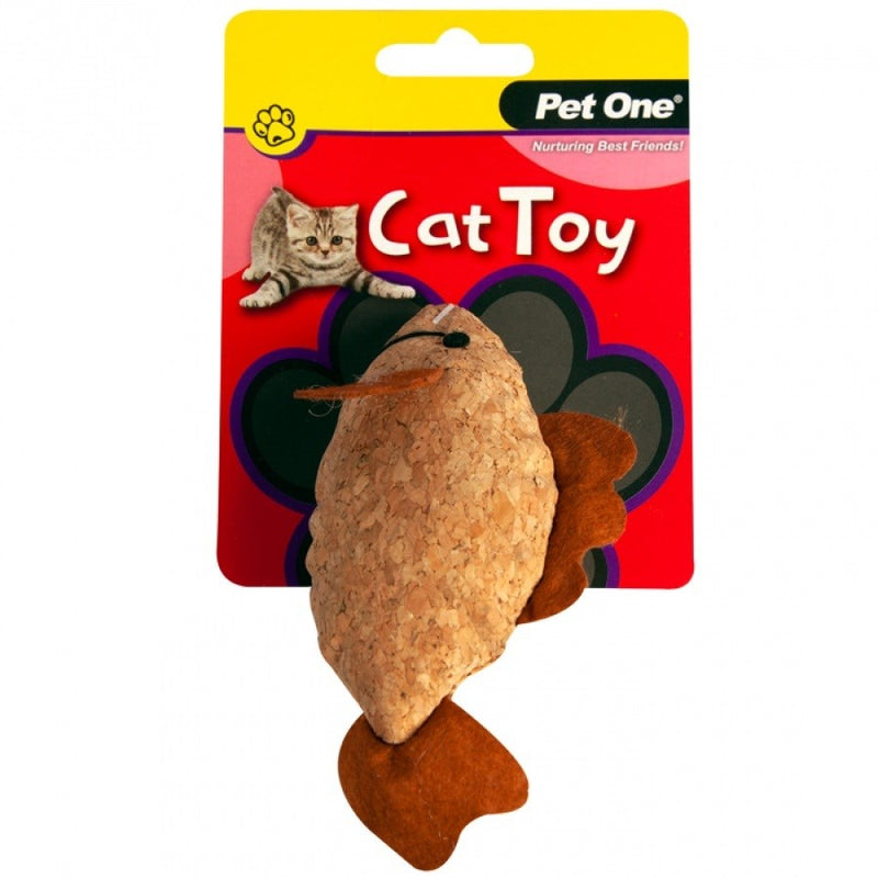 PET ONE CAT TOY PLUSH CORK FISH 12CM