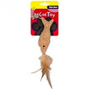 PET ONE CAT TOY PLUSH CORK FISH WITH FEATHER 14CM