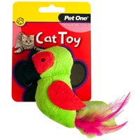 PET ONE CAT TOY PLUSH PARROT GREEN 10CM