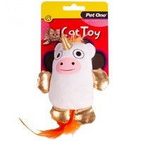 PET ONE CAT TOY PLUSH MOONICORN WITH FEATHER 10.5CM