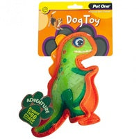 DOG TOY ADVENTURE SQUEAKY DINOSAUR GREEN 24C