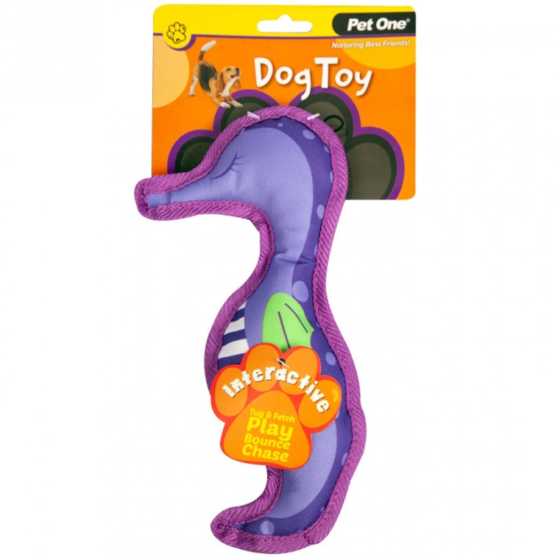 DOG TOY INTERACTIVE SQUEAKY SEAHORSE PURPLE 25C