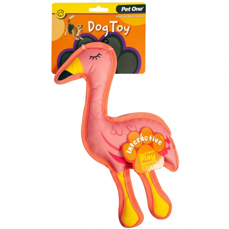 DOG TOY INTERACTIVE SQUEAKY FLAMINGO PINK 28CM