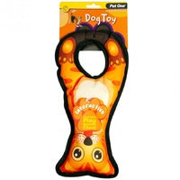 *DOG TOY INTERACTIVE SQUEAKY TUG RING CAT ORANGE