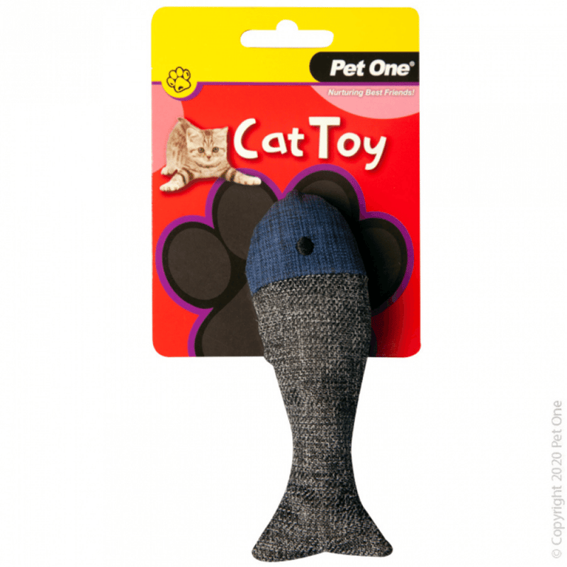 Y CAT TOY FISH GREY BLUE 13.5CM