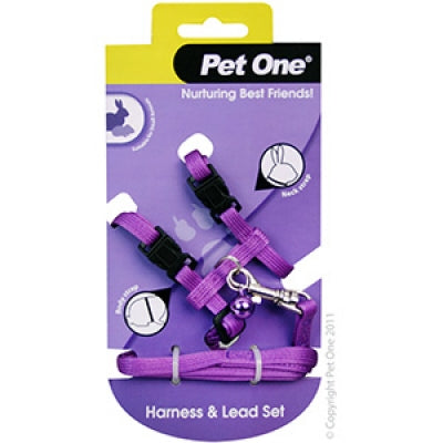 PET ONE SMALL ANIMAL HARNESS & LEASH PURPLE