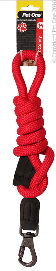 PET ONE LEASH COMFY 120CM ROPE 13MM RED