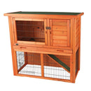 PET ONE HUTCH & RUN WOODEN 2 STOREY SML