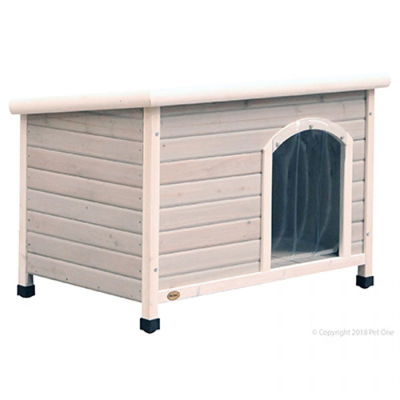 WOODEN KENNEL FLAT ROOF LGE