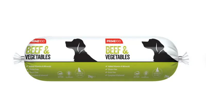 PRIME100 BEEF & VEGETABLE COOKED ROLL 2KG