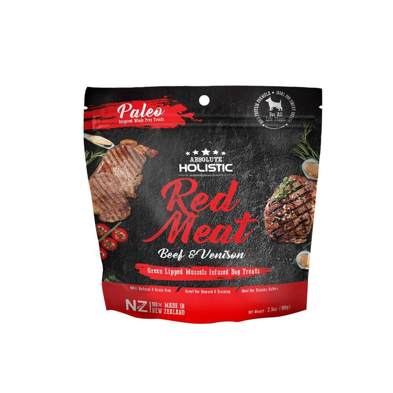 ABSOLUTE HOLISTIC DRIED DOG TREATS BEEF & VENISON 100G