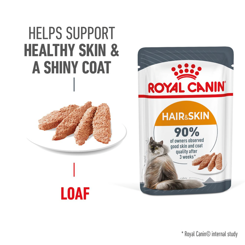 ROYAL CANIN CAT WET HAIR & SKIN LOAF BOX 85G 12PK