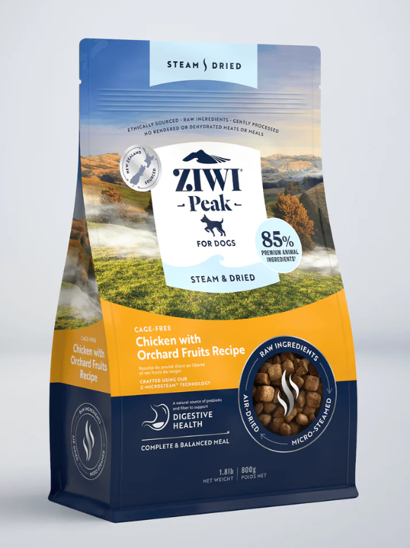 ZIWI PEAK DOG STEAM DRIED CHICKEN & ORCHARD FRUITS 800G