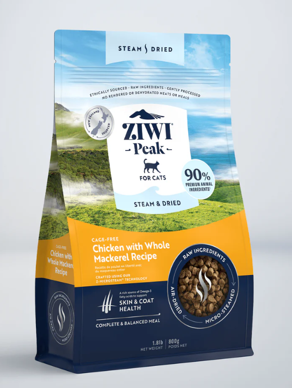 ZIWI PEAK CAT STEAM DRIED MACKEREL & CHICKEN 800G