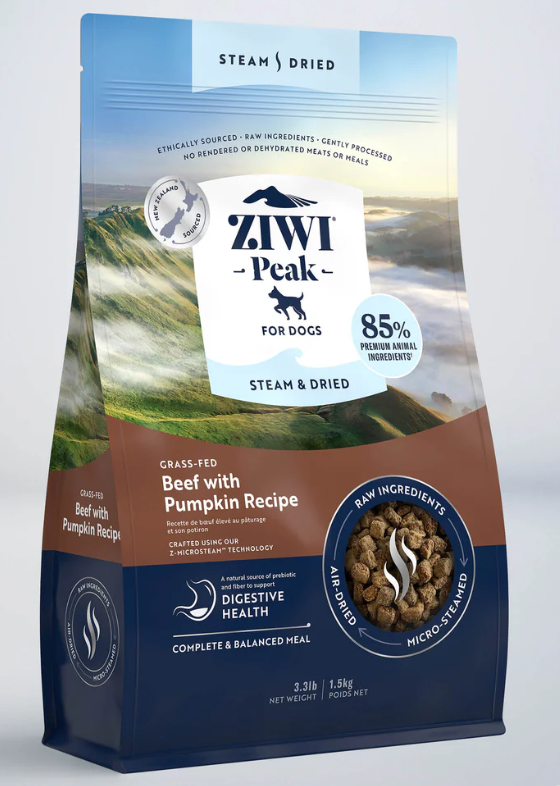 ZIWI PEAK DOG STEAM DRIED BEEF & PUMPKIN 1.5KG