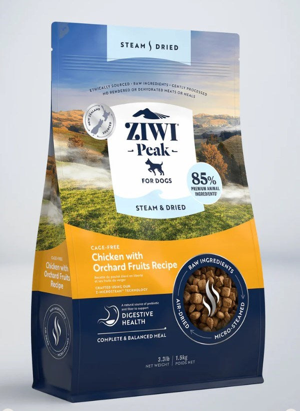 ZIWI PEAK DOG STEAM DRIED CHICKEN & ORCHARD FRUITS 1.5KG