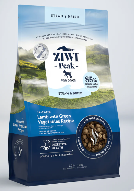 ZIWI PEAK DOG STEAM DRIED LAMB & VEGETABLES 1.5KG