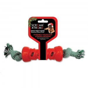 SCREAM XTREME CHRISTMAS TREAT BONE RED WITH ROPE XL 41x8x8cm