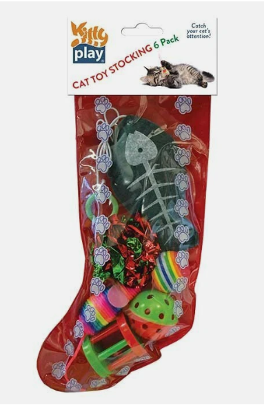 KITTY PLAY CHRISTMAS CAT TOY STOCKING 6 PACK