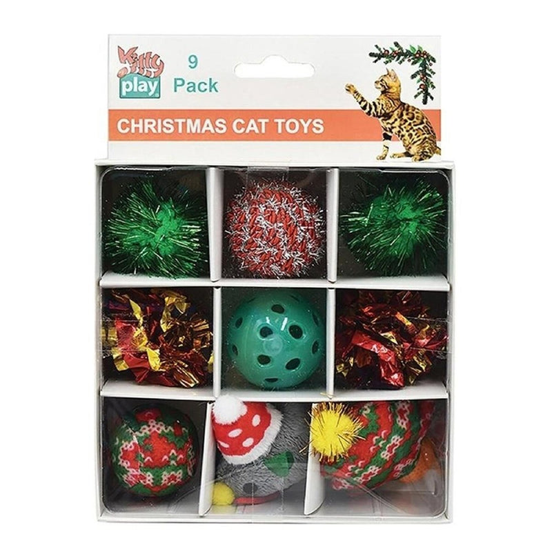 KITTY PLAY CHRISTMAS CAT TOY BOX 9pk - 15.5x21.5cm