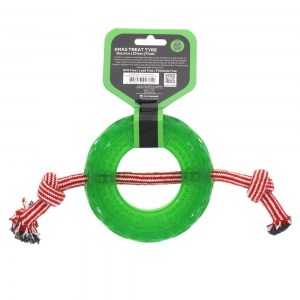 SCREAM XTREME CHRISTMAS TREAT TYRE GREEN WITH ROPE XL 37x16.5x4.5cm