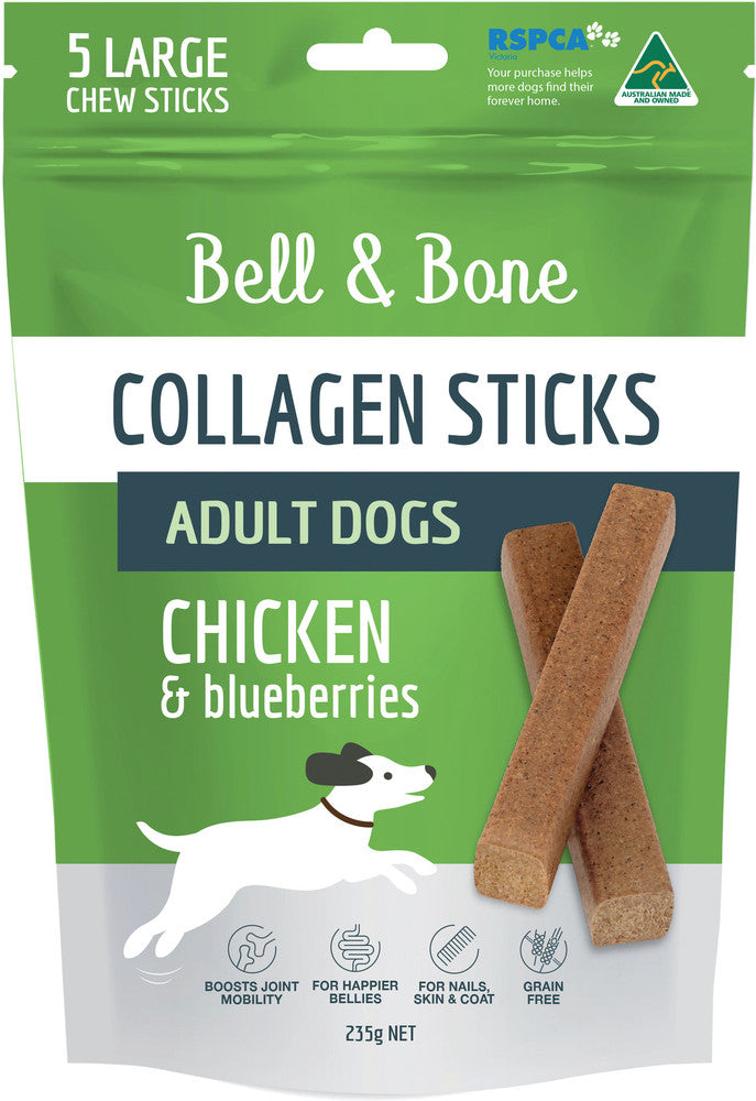 *BELL & BONE COLLAGEN CHEW STICKS ADULT DOGS CHICKEN 235G