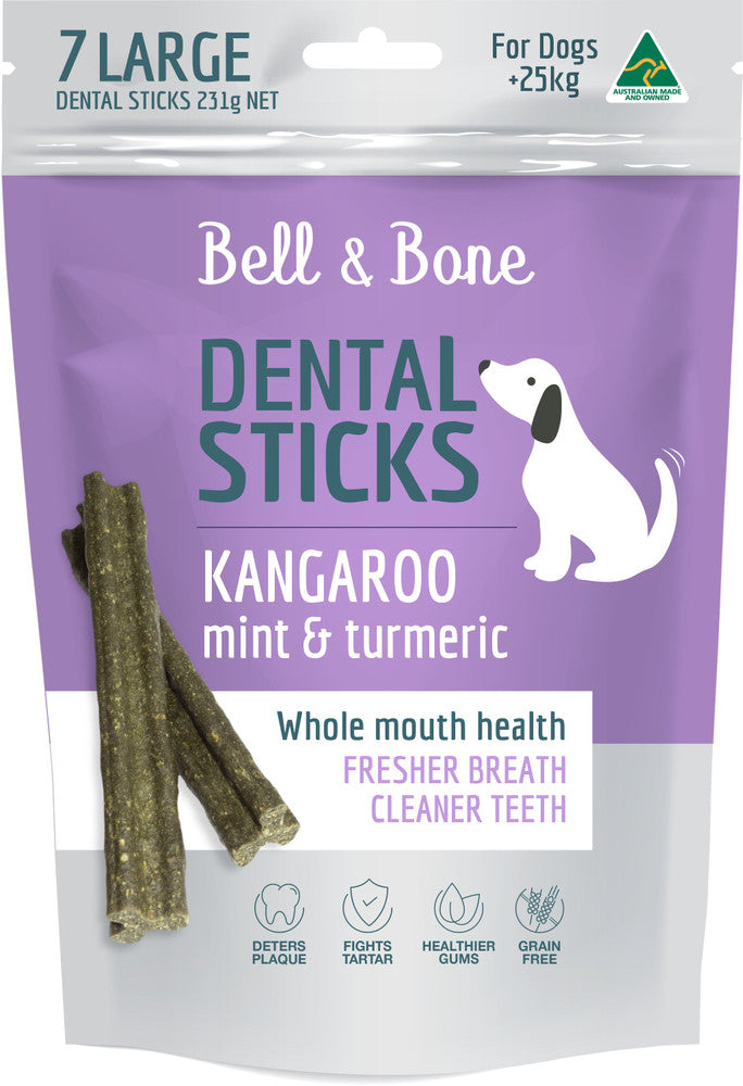 BELL & BONE DENTAL STICKS KANGAROO & TURMERIC LARGE  231G